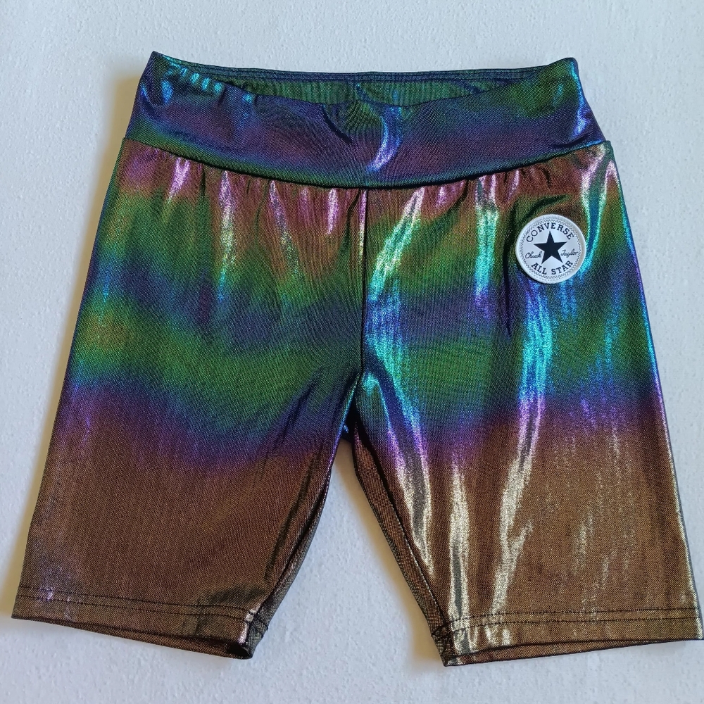 Converse Girls Iridescent Metallic Bike Shorts Size L (12-13Y) Holographic